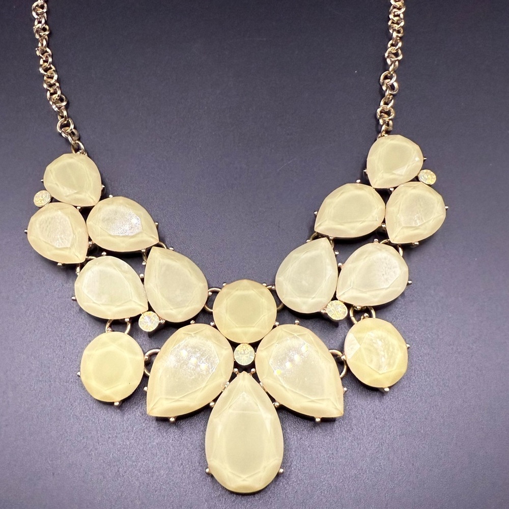 Light Green/Yellow and Gold Tone Statement Bib Style Necklace
